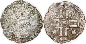 P1232 Rare France Quinzain Louis XIV aux huit L 1693 M Toulouse ->Faire offre