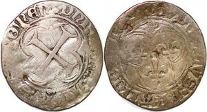 P1241 Très Rare France Blanc au Soleil Louis XI 1423 1483 Villeneuve Les Avignons