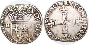 P1254 France 1/4 Ecu Henri III 1583 Roi de Pologne Argent ->Faire offre
