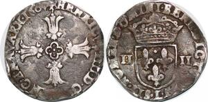 P1262 Rare France 1/4 ecu Henri IV 1604 L Bayonne Argent ->Faire offre