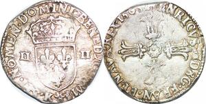 P1269 Rare France 1/4 Ecu Henri III 1585 K Bordeaux Argent ->Faire offre