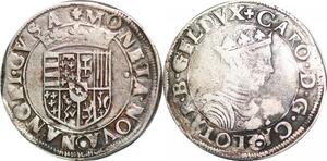 P1277 Rare France Duché Lorraine Teston Charles III juvénile 1545 1608 Nancy Argent