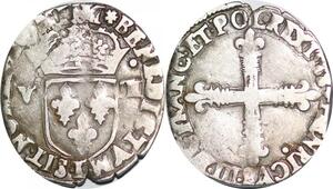 P1281 France Henri III 1/8 Ecu 1588 T Nantes Silver ->Faire offre