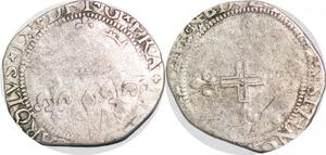 P1286 Rare France Double Sol Henri III au nom Charles IX parisis illégal Montpellier