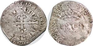 P1294 Rare France Gros à la Couronne Jean II 1ère émission 22 août 1358 Argent