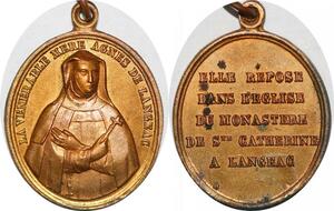 P1318 France Médaille Vénérable Mère Agnès de Langueac Monastère St Catherine SPL