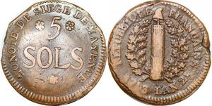 P1400 Germany Siege Mainz Mayence 5 Sols Friedrich Karl Joseph 1793 ->M offer