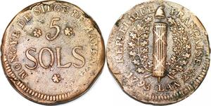 P1405 Germany Siege Mainz Mayence 5 Sols Friedrich Karl Joseph 1793 ->M offer