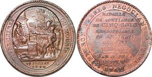 P1407 France Médaille 5 Sols Confiance Monneron Serment an IV 1792 TTB+ -> Faire offre