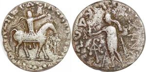 P1474 Scarce India Scythian Tétradrachme Kingdom Azes 35 19 AC Taxila silver