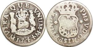 P1491 Mexico 1/2 Real Philippe V 1744 Mo Mexiko City Silver -> Make offer