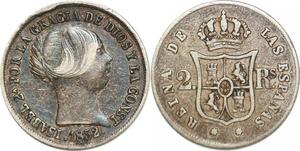 P1493 Scarce Spain 2 Reales Isabel II 1852 Silver ->Make offer