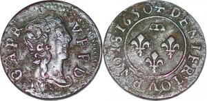 P1521 France Denier Tournois Gaston Orléans 1650 Trévoux ->Faire offre