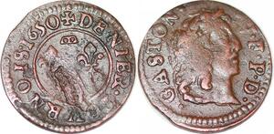 P1525 France Denier Tournois Gaston Orléans 1650 Trévoux ->Faire offre