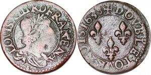 P1541 France Double Tournois Louis XIII 1638 E Tours ->Faire offre