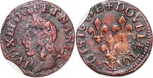 P1548 France Double Tournois Louis XIII 1643 type de Warin sans atelier