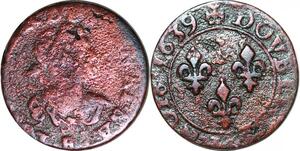 P1549 France Double TournoisLouis XIII  1639 H La Rochelle ->Faire offre