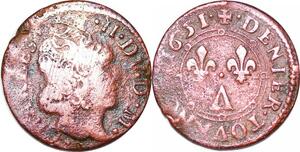 P1552 France Denier Tournois Charles II 1651 A Paris ->Faire offre