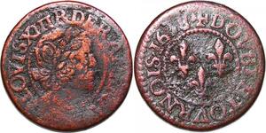 P1565 France Double Tournois Louis XIII 1638 ->Faire offre
