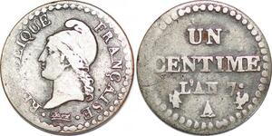 P1585 France Un Centime Dupré an 7 A Paris argenté ->Faire offre