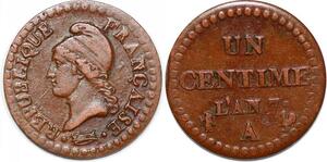 P1586 France Un Centime Dupré an 7 A Paris 53/50 ->Faire offre