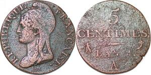 P1593 France 5 Centime Dupré petit module an 4 1795 A Paris ->Faire offre
