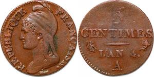 P1599 France 5 Centime Dupré petit module an 4 1795 A Paris ->Faire offre