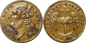 P1650 Rare Jeton France Louis XVI Anker Wachtet Heart Coeur SPL ->Faire offre