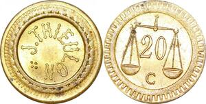 P1676 Jeton Token France 20 Centimes J Thieux Balance  FDC ->Faire offre
