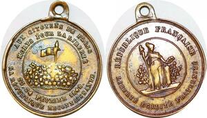 P1679 Médaille France Aux Citoyens de Paris Fevrier Baricades 1848 ->Faire offre