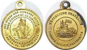P1685 Médaille France Révolution 1848 Citoyens Morts Ordre Liberté Baricades Paris SPL