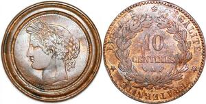P1698 Essai ? Inédit France 10 Centimes Cérès A Regravée ou frappe spéciale >M offer
