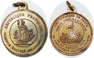P1702 Rare Médaille France Aux Citoyens de Paris Fevrier Baricades 1848 FDC >M offer