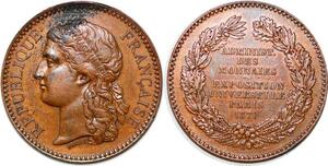 P1703 Médaille France Administration Monnaies Exposition Universelle 1878 SUP