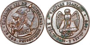 P1719 Rare France Satirique 5 Centimes Vampire Sedan 1870 Napoléon III Misérable