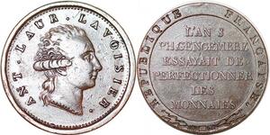 P1723 Rare France Essai France Consulat A-L de Lavoisier 1743-1794 an 9 1801 Andrieu SUP