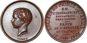 P1730 Médaille France Louis Napoléon Boparnate Société Prince Impérial Stern 1862 SUP