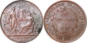 P1745 France Médaille Centenaire exposition universelle 1789 1889 Regie & monnaies SUP