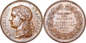 P1747 France Médaille Administration Monnaies Exposition Universelle 1878 SUP