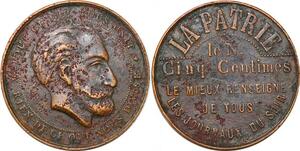 P1757 France Médaille XIX Patrie 5 Centimes le mieux renseigné Journaux du Soir