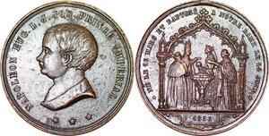 P1780 France Médaille Napoléon Eugénie Prince Imperial 1856 Baptisé Notre Dame SUP