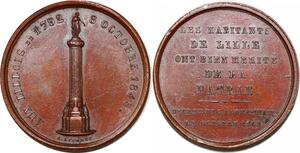 P1784 France Médaille 1792 Habitants de Lille Hommage aux Lillois 1845 SUP