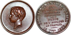 P1799 France Médaille Louis Napoléon Bonaparte Société Prince 1862 Peyre Stern SPL