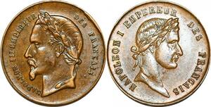 P1813 France Médaille Napoléon I & III Empereur Français SUP ->Faire offre