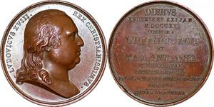 P1868 Rare France Médaille Louis XVIII 1825 Louis XVI Marie Antoinette Andrieu SPL