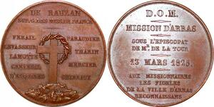 P1871 Rare France Médaille Ville Arras Dom Missions Mr De la Tour 1825 SPL