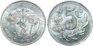 P1888 TOP POP Algeria Colonies 5 Centimes Commerce Alger 1916 NGC MS66