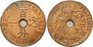 P1898 Indochina Rare 1 Centime 1900 A Paris PCGS MS63