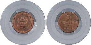 P1900 Finest Italy Venetia 3 Centesimi Franz I 1822 PCGS MS63 RED