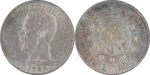 P1927 Sweden Rare Krona Gustaf V 1924 W PCGS MS62 Argent Silver